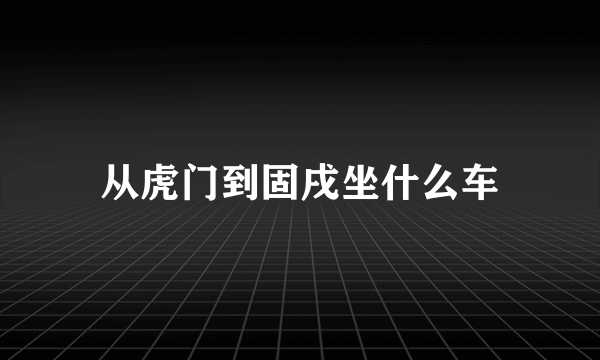 从虎门到固戌坐什么车