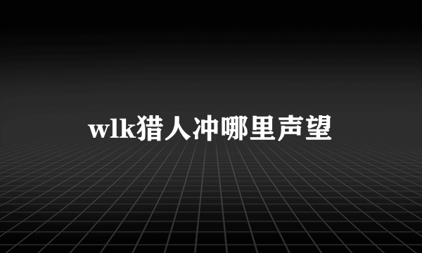 wlk猎人冲哪里声望