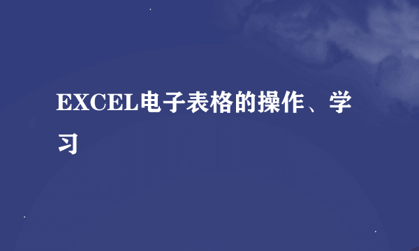 EXCEL电子表格的操作、学习