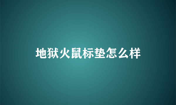 地狱火鼠标垫怎么样