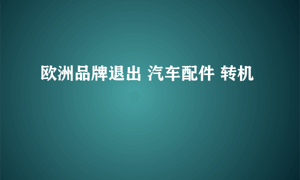 欧洲品牌退出 汽车配件 转机