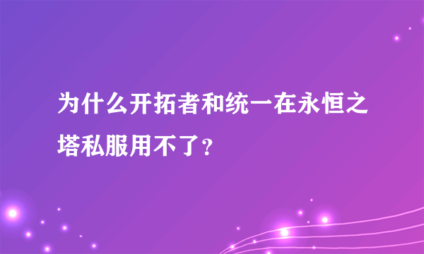 为什么开拓者和统一在永恒之塔私服用不了？