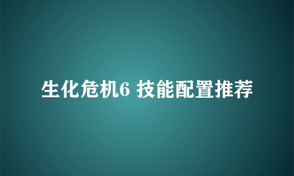 生化危机6 技能配置推荐