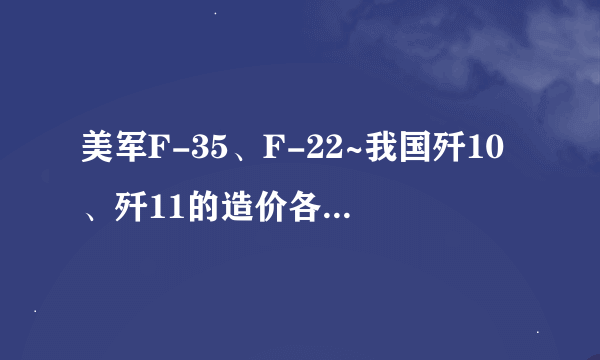 美军F-35、F-22~我国歼10、歼11的造价各是多少?