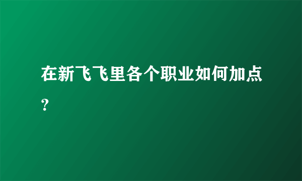 在新飞飞里各个职业如何加点？