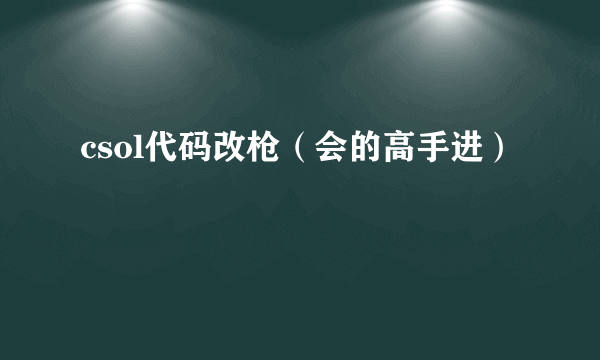 csol代码改枪（会的高手进）