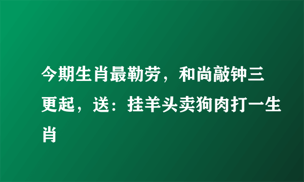 今期生肖最勒劳，和尚敲钟三更起，送：挂羊头卖狗肉打一生肖