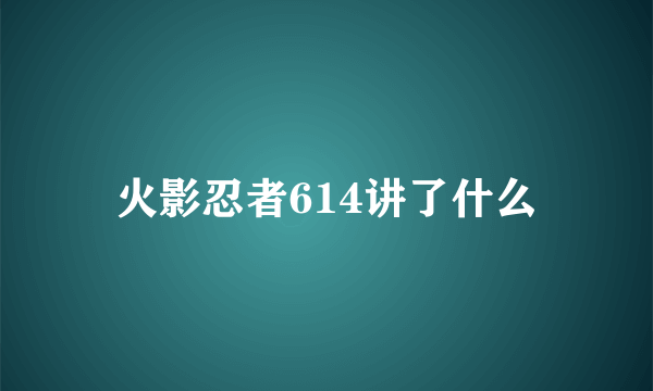 火影忍者614讲了什么