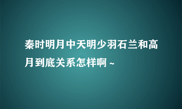 秦时明月中天明少羽石兰和高月到底关系怎样啊～