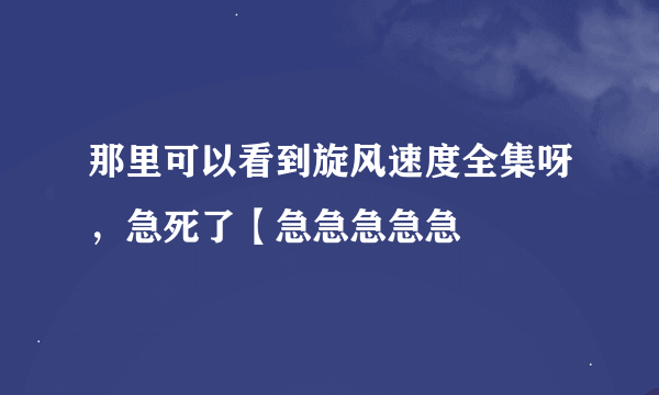 那里可以看到旋风速度全集呀，急死了【急急急急急