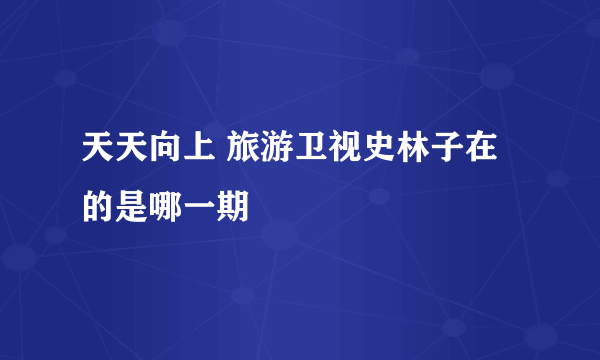 天天向上 旅游卫视史林子在的是哪一期