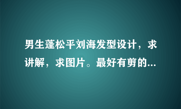 男生蓬松平刘海发型设计，求讲解，求图片。最好有剪的方法，图片最好有前面和侧面的