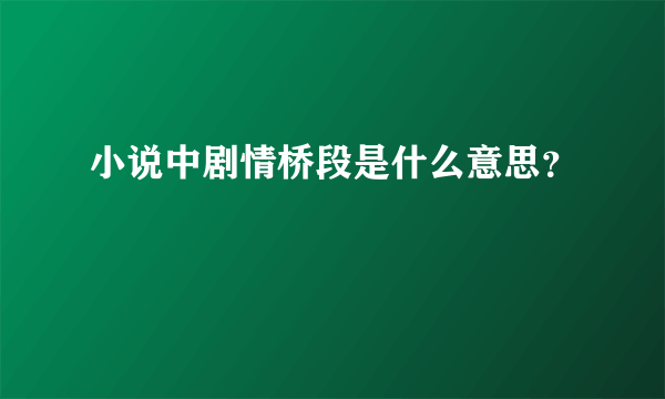 小说中剧情桥段是什么意思？