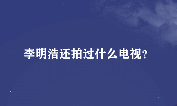 李明浩还拍过什么电视？