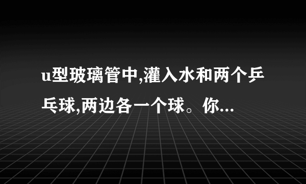 u型玻璃管中,灌入水和两个乒乓球,两边各一个球。你能使两个乒乓球走到u型玻璃管的一头吗？