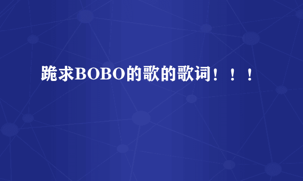 跪求BOBO的歌的歌词！！！