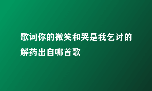 歌词你的微笑和哭是我乞讨的解药出自哪首歌