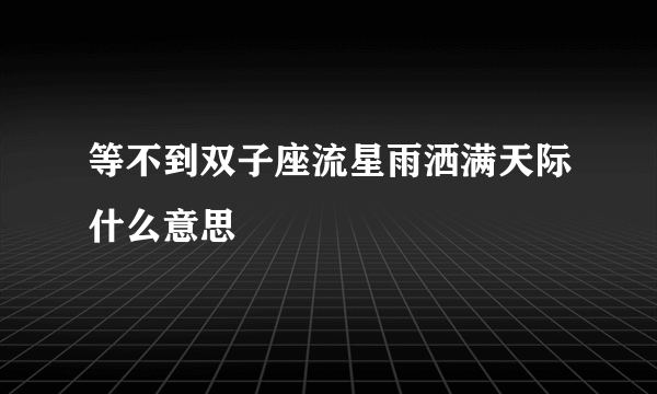 等不到双子座流星雨洒满天际什么意思