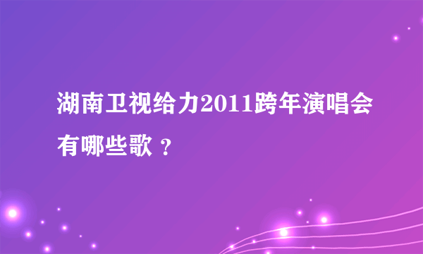 湖南卫视给力2011跨年演唱会有哪些歌 ？