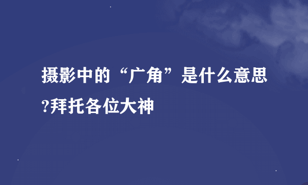 摄影中的“广角”是什么意思?拜托各位大神