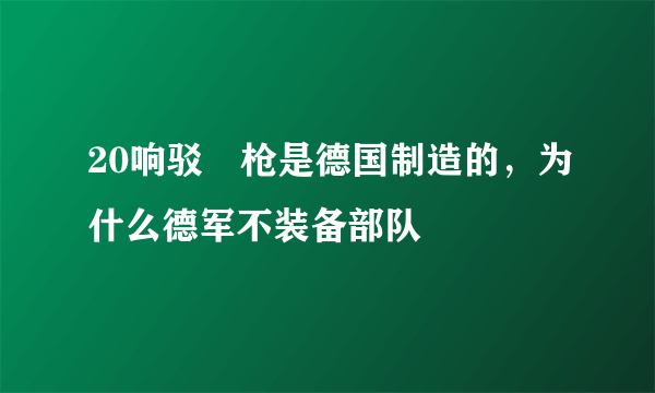 20响驳売枪是德国制造的，为什么德军不装备部队