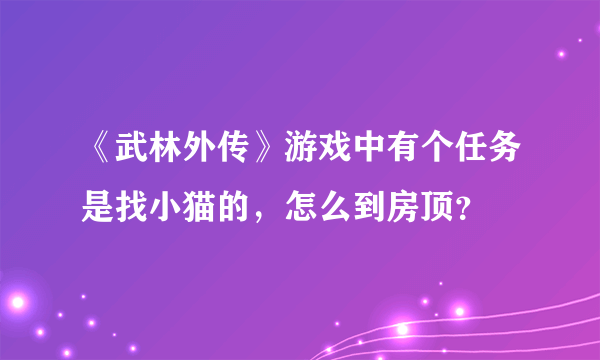 《武林外传》游戏中有个任务是找小猫的，怎么到房顶？