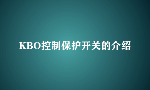 KBO控制保护开关的介绍