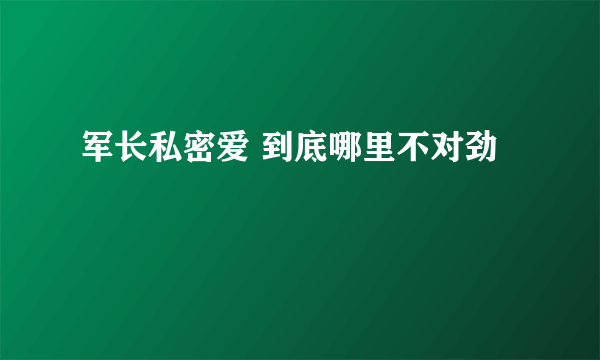 军长私密爱 到底哪里不对劲