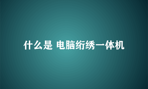 什么是 电脑绗绣一体机