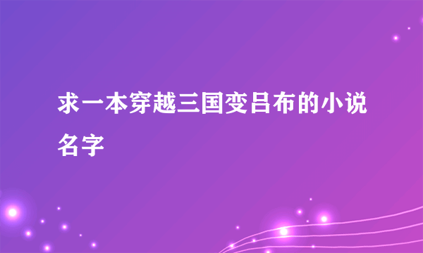 求一本穿越三国变吕布的小说名字