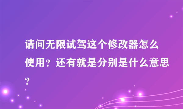 请问无限试驾这个修改器怎么使用？还有就是分别是什么意思？