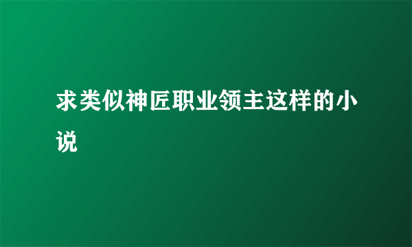 求类似神匠职业领主这样的小说