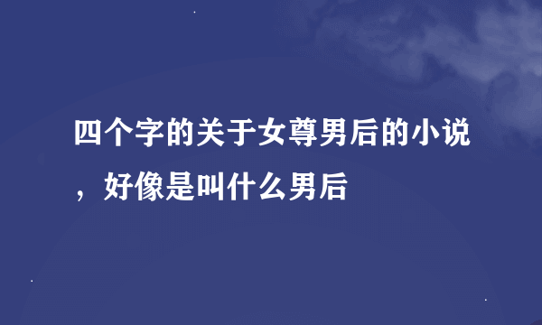 四个字的关于女尊男后的小说，好像是叫什么男后