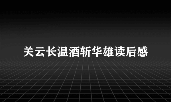 关云长温酒斩华雄读后感