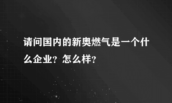 请问国内的新奥燃气是一个什么企业？怎么样？