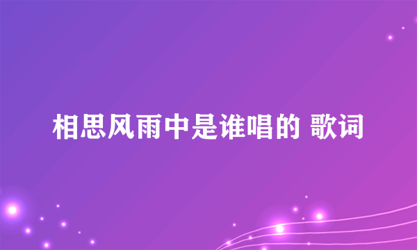 相思风雨中是谁唱的 歌词