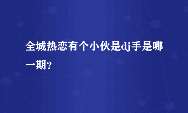 全城热恋有个小伙是dj手是哪一期？