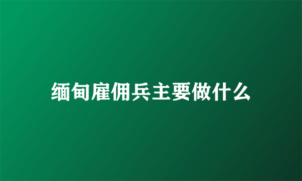 缅甸雇佣兵主要做什么