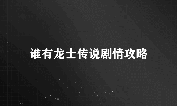 谁有龙士传说剧情攻略