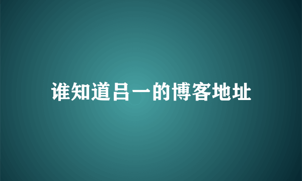 谁知道吕一的博客地址