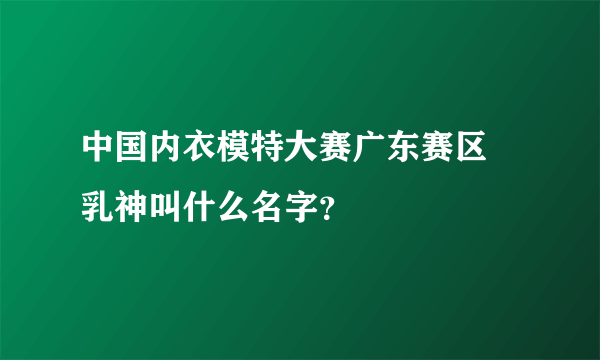 中国内衣模特大赛广东赛区 乳神叫什么名字？