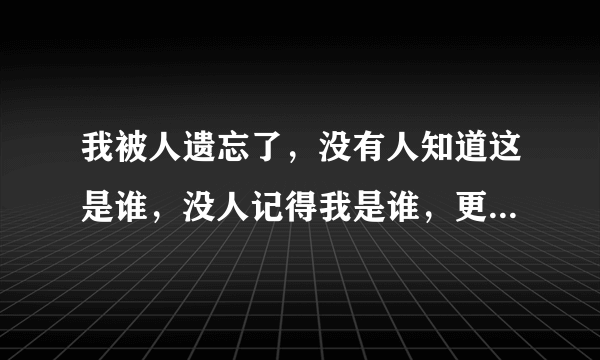 我被人遗忘了，没有人知道这是谁，没人记得我是谁，更没人在乎我是谁，感觉我就是这个世界多余的哪个人！