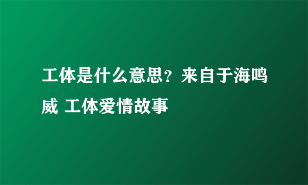 工体是什么意思？来自于海鸣威 工体爱情故事