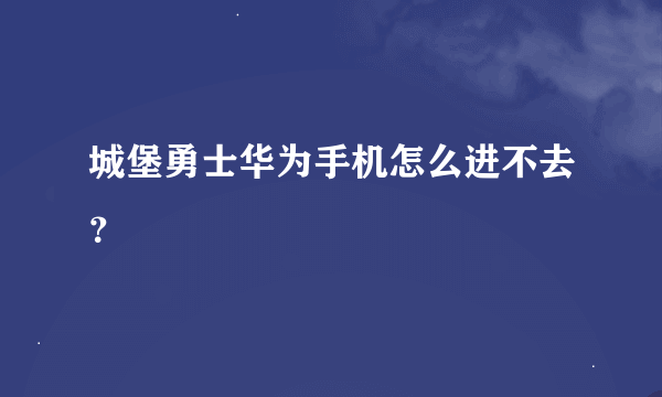 城堡勇士华为手机怎么进不去？