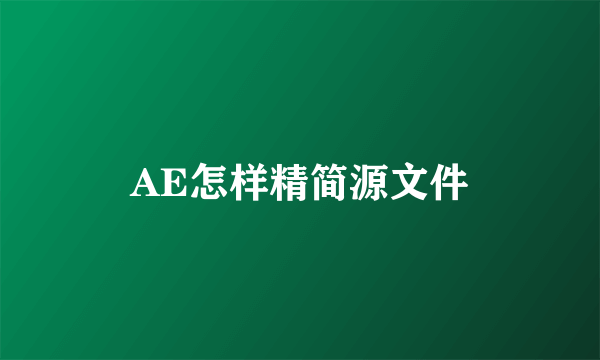 AE怎样精简源文件