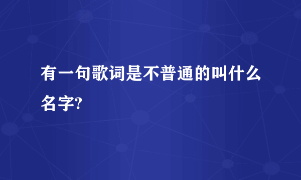 有一句歌词是不普通的叫什么名字?