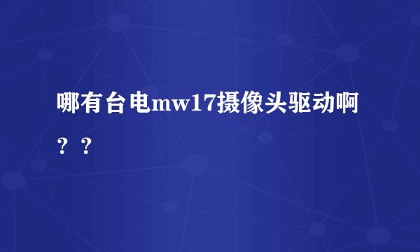 哪有台电mw17摄像头驱动啊？？