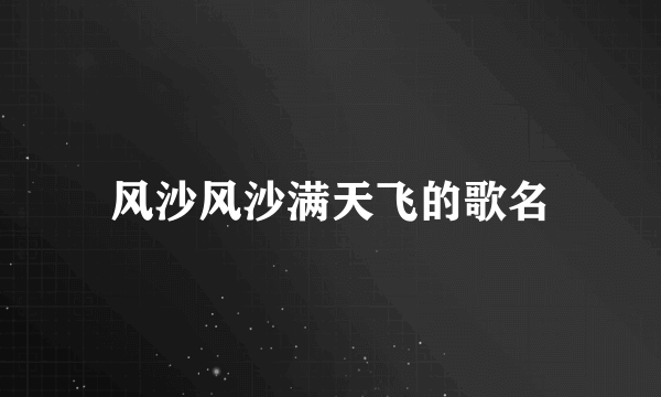 风沙风沙满天飞的歌名