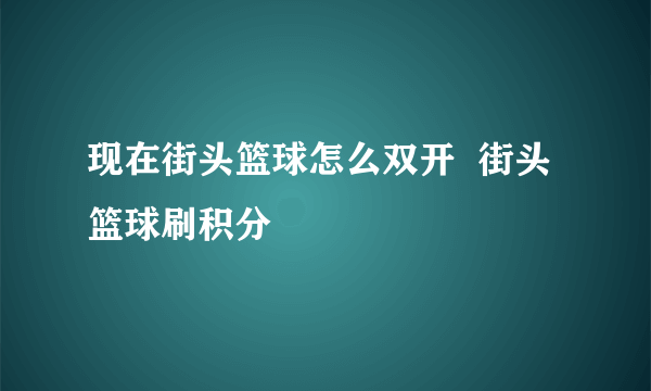 现在街头篮球怎么双开  街头篮球刷积分