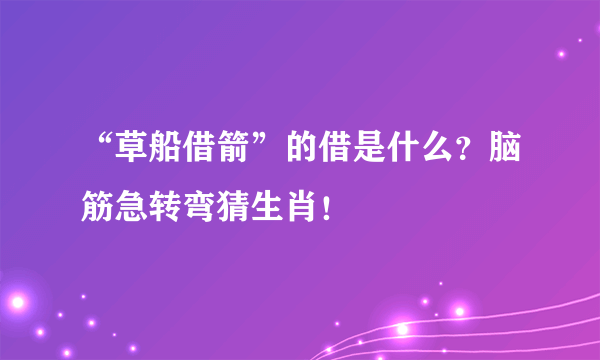 “草船借箭”的借是什么？脑筋急转弯猜生肖！